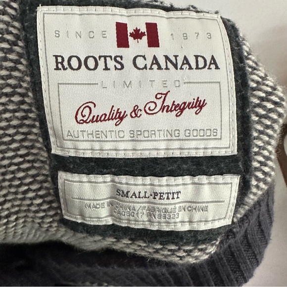 Size S Vintage Roots Wool Blend Grey Heathered Cardigan Sweater - Picture 5 of 6